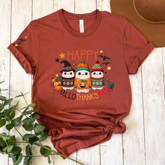 Get festive all season long with this **Happy Hallothanksmas Shirt**--perfect for celebrating Halloween, Thanksgiving, and Christmas in one! This **Holiday Season Shirt** is a fun and versatile **Fall Shirt** or **Autumn Tee making it the ultimate **Funny Halloween Gift** for holiday lovers. Thanks so much for shopping with me! Please message me with any questions you may have! I am always available to help :) PRODUCTION TIME: 1-3 business days SHIPPING TIME: 2-5 business days Product features - Casual Halloween Holiday Tops, Halloween Crew Neck Tops, Cotton T-shirt For Fall Holiday, Holiday Letter Print T-shirt For Fall, Hallothanksmas Shirt, Happy Hallothanksmas, Fall Tee, Fall Shirt, Funny Halloween