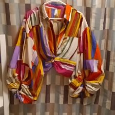 Final Price Nwot Truth Bold 70's Striped Balloon Sleeve Elastic Cuffed & Tied Hem Blouse Sz 1x Purple Retro Spring Tops, Summer Purple Patchwork Top, Hem Blouse, Purple Gold, Top Blouse, Blouses, Womens Tops, Elastic, Purple