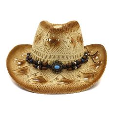 Mens Cowboy Hat Hollow Painted Western Denim Straw Womens Summer Outdoor Travel Features: Material: Straw Size: 55-58cm Cap height: 13cm Hat brim: 9cm Package included: 1 * Hat Beige Gloves, Mens Straw Hats, Mens Cowboy Hats, Jazz Hat, Mens Sun Hats, Western Cowboy Hats, Wide Brim Fedora, Monochrome Color, The Cowboy