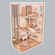 an image of a doll house with furniture