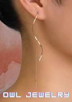 Style:Fashionable Gender:Women Material:Copper Color:Yellow Gold Type:Threader Earrings Earring Studs Materials:Stainless Steel Long Chain Earrings, Earrings Elegant, Earring Studs, Threader Earrings, Earrings Long, Copper Color, Chain Earrings, Long Chain, Elegant Earrings