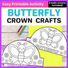 the butterfly and bee printable craft kit for kids to make their own coloring pages