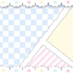 two pieces of paper with hearts and clouds on them, one is white and the other is blue