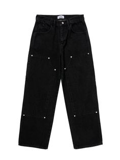 This is a comfortable and casual denim pants made out of sturdy 12.5oz cotton 100% fabric. With a design detail of standard silhouette, carpenter panel on the front legs, and natural and vintage color, it gives a trendy and casual look. - Standard silhouette- Suitable for all four seasons- Carpenter pants detail- Logo leather patch on the back waistband Black Rigid Denim Cargo Jeans With Pockets, Black Cargo Jeans With Pockets In Rigid Denim, Black Carpenter Pants Outfit, Carpenter Pants Outfit, Fire Clothes, Essential Clothing, Vintage Wash Jeans, Carpenter Work, Clothes Wishlist