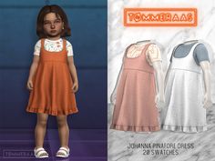 Clothing, Female Clothing: Johanna Pinafore Dress (#32) – TØMMERAAS.  – f/m toddler – outfit category – custom thumbnails for each swatch – 20 swatches – new mesh (base game compatible) – all LODs – all maps – HQ compatible (previews taken with HQ enabled)     The post Johanna Pinafore Dress (#32) at TØMMERAAS appeared first on Lana CC Finds - Sims 4 CC, Hair, Worlds, Cheats, Guides, Mods Sssvitlas. Toddler Hair Sims 4, Infant Cc, Sims 4 Cc Shoes, Sims 4 Children