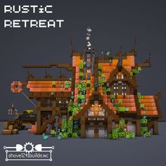 an image of a house made out of legos and bricks with the words rustle retreat on it