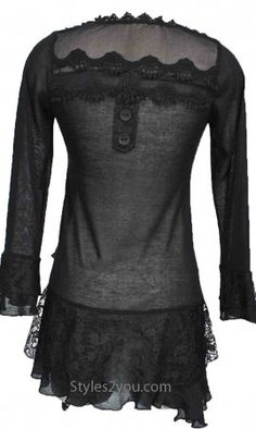 Rain Ladies PLUS SIZE Layered Vintage Victorian Blouse In Black Pretty Angel Clothing, Office Goth, Plus Size Shirt Dress, Dress Extender, Chic Cocktail Dress, Belted Skirt, Victorian Blouse, Denim Jean Dress, Black Lace Skirt