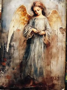 an angel painted on the side of a building