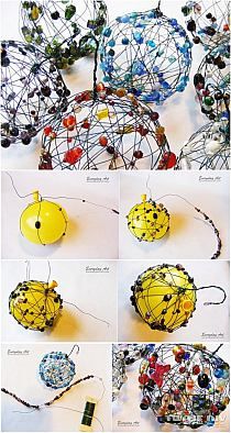 several pictures of different objects made out of wire