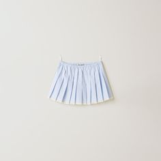 Mini length Unlined garment Embroidered logo Miumiu Skirt, Airport Fits, Suede Skirt, Dolce E Gabbana, Boutique Online, Blue Skirt, Pleated Mini Skirt, Kpop Outfits, Chambray