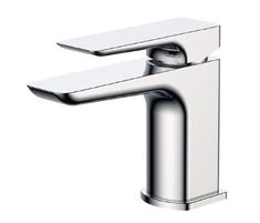 a chrome faucet on a white background