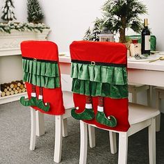 Fabric:Polyester; Type:Kitchen Chair Cover; Features:Soft; Listing Date:09/03/2024; Product Care Instructions:Machine Washable (Under 30  Celsius) Linen Chair Covers, Kitchen Chair Covers, Chair Back Covers, Christmas Chair Covers, Christmas Chair, Fabric Christmas Trees, Festive Holiday Decor, Dining Chair Covers, Cheap Christmas