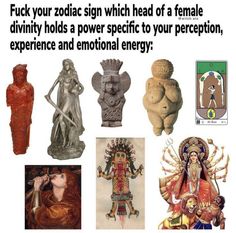 there are many different types of statues on this page with caption in the bottom right corner