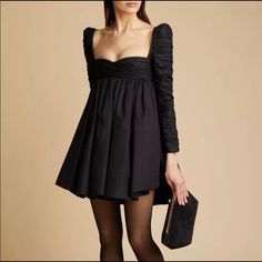 Nwt Never Worn Khaite Sueann Babydoll Black Dress. Timeless Dress That Is So Flattering On Everyone Khaite Dress, Courtney Grow, Cashmere Sweater Dress, Tulle Mini Dress, Flannel Dress, Timeless Dress, Black Party Dresses, Silky Dress, Mini Velvet Dress