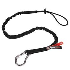 a black leash that has a metal hook on it