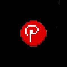 an image of a pixelated red button with the letter p in it's center