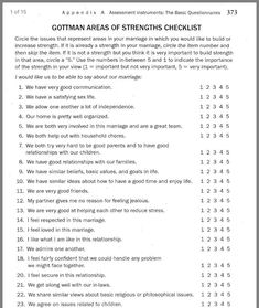 Strengths List, Gottman Worksheets, Gottman Marriage, Couples Counseling Activities, Couples Counseling Worksheets, Marriage Counseling Worksheets, Marriage Quiz, Couples Therapy Worksheets, Gottman Method