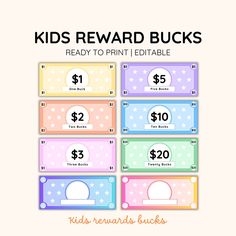 kids reward bucks for the printable $ 1 00 each or $ 2 00 each