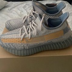 This Are The Adidas Yeezy Boost 350 V2 Israfil Size: 10’5 Color: Gray, Blue & Yellow. Has Been Worn Once Still Looks Nice And Clean. No Damage On It! Everything Perfect Yeezy Boost 350 V2, Adidas Yeezy Boost 350, 350 V2, Yeezy Boost 350, Gray Yellow, Grey Adidas, Yeezy Boost, Adidas Yeezy, Adidas Yeezy Boost