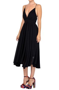 Slip into style with this pleated woven midi dress that features a strappy back silhouette. 54" length (size S) V-neck Sleeveless Hidden back zip closure 100% polyester Hand wash Imported Model stats: 5'10" height, 32" bust, 25" waist, 36" hip. Model is wearing size S. Palm Print Dress, Red Wrap Dress, Crochet Midi Dress, Full Length Skirts, Fashion District, Chiffon Midi Dress, Enchanted Garden, Medium Dress, Midi Short Sleeve Dress