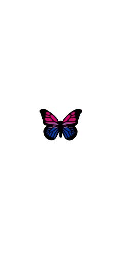 a pink and blue butterfly on a white background