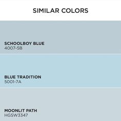 three shades of blue are shown in the same color scheme, each with different names