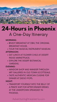 a pink poster with the words 24 - hours in phoenix on it