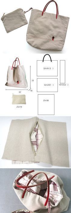 the instructions for how to sew a handbag with zippers and handles on it