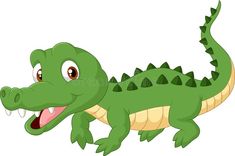 cartoon crocodile with open mouth on white background