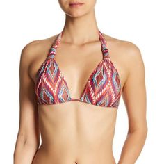 New Without Tags!! Vix Santa Fe Bia Printed Bikini Swimsuit Top Size Small Retail $96 Triangle Detail Pair With White Swimsuit Bottoms! Printed Fitted Halter Top For Poolside, Printed Halter Top For Pool, Lined Halter Top For Swimming, Lined Body Halter Top For Swimming, Beachwear Halter Top With Lined Body For Vacation, Multicolor T-back Halter Top, Summer Halter Swimwear Top, Swimsuit Bottoms, White Swimsuit