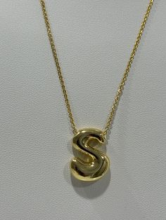 14K gold plated brass bubble letter monogrammed pendant necklace with gold chain with lobster clasp. Classic Gold Initial Necklace For Formal Occasions, Formal Yellow Gold Name Necklace With Initial Pendant, Formal Yellow Gold Initials Name Necklace, Yellow Gold Monogram Initial Necklace, Gold Monogram Initial Necklace For Formal Occasions, Gold Monogram Initial Necklace For Formal Events, Classic Gold Necklaces With Initials, Gold Initials Necklace For Formal Occasions, Gold Necklaces With Initials For Formal Occasions