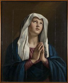 a painting of a woman with her hands together