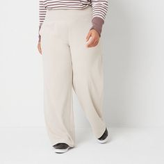 Comfort and style should be top of mind when deciding what to wear for the day, and Stylus' women's pull-on pants are perfect to complement everything in your wardrobe. This high-rise pant is crafted from soft stretch-knit and features a wide waistband for a slimming silhouette with side slant pockets for your key essentials.Front Style: Flat FrontClosure Type: Pull OnFit: Regular FitPockets: 2 Front Slip Pockets, 2 Back Faux PocketsRise: High RiseFiber Content: 83% Polyester, 17% SpandexFabric High Rise Pants, Wide Leg Pant, Wide Waistband, Pull On Pants, Stylus, Leg Pants, Wide Leg Pants, Woven Fabric, What To Wear