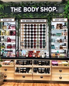 the body shop has many products on display