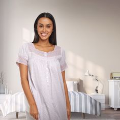 Step into a world of timeless elegance with the Alexander Del Rossa 100% Cotton Victorian Nightgown. This exquisite piece is crafted from premium cotton, ensuring breathability and comfort against your skin. Perfect for relaxed evenings at home, its vintage design adds a touch of sophistication that makes it suitable even when you have guests.

- Material: 100% Cotton
- Color: Pearl
- Size: Medium
- Gender: Female
- Features: Gathered short sleeves with wide lace cuffs, neckline trimmed with wid Cotton Nightgown With Short Sleeves For Overnight, Cotton Chemise For Bedtime, Cotton Chemise For Sleep, Feminine Cotton Nightgown For Overnight, Feminine Short Sleeve Nightgown For Bedtime, Feminine Short Sleeve Nightgown For Home, Feminine Short Sleeve Nightgown For Loungewear, Feminine Cotton Nightgown For Hospital, Feminine Short Sleeve Cotton Nightgown