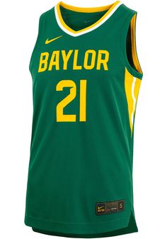 Feel like one of the Bears in this Baylor Bears Basketball Jersey! You'll definitely stand out in this Baylor Green Replica Jersey. Featuring a team wordmark and number on front with number on back, this Baylor Bears Basketball Jersey is the perfect way to show off your Bears support. Collegiate Basketball Jersey, Sleeveless Collegiate Jersey For Game Day, Collegiate Sleeveless Jersey With Team Logo, Sleeveless Team Logo Jersey For Game Day, Game Day Sleeveless Jersey With Team Logo, Sleeveless Jersey With Team Logo For Game Day, Sleeveless Game Day Jersey With Team Logo, Varsity Basketball Tops With Team Logo, Sleeveless Basketball Top With Team Logo