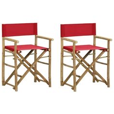 two red chairs sitting next to each other