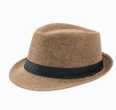 Jazz style fedora top hat with black band Straw Panama Hat, Mens Fedora, Fedora Hat Men, Plaid Hats, Straw Fedora Hat, Fedora Hat Women, Trilby Hat, Bowler Hat, Straw Fedora