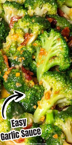 broccoli florets and other vegetables are mixed together in an easy garlic sauce