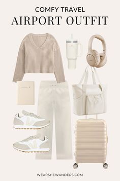 Stylish Travel Outfit, Chic Airport Outfit, Comfy Airport Outfit, Flight Outfit