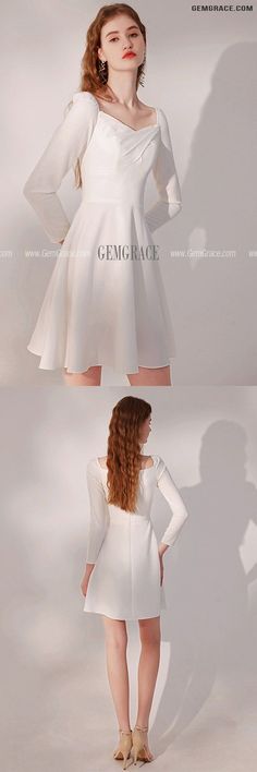 10% off now|Pleated Square Neckline Little White Party Dress with Sleeves at GemGrace. Click to learn our pro custom-made service for wedding dress, formal dress. View Homecoming Dresses for more ideas. Stable shipping world-wide. Elegant Square Neck Pleated Mini Dress, Elegant Pleated Square Neck Mini Dress, Elegant Pleated Mini Dress With Square Neck, White Fitted Boat Neck Dress, Pleated Mini Dress For Party With Square Neck, Elegant White Square Neck Mini Dress, Elegant White Mini Dress With Square Neck, White Fit And Flare Mini Dress With Square Neck, White Square Neck Cocktail Dress