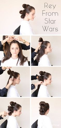 Recreate Rey's classic hair style from Star Wars for Halloween! Whether she's fo... Star Wars Hairstyles, Ray Star Wars, Star Wars Hair, Star Wars Makeup, Disfraz Star Wars, The Millennium Falcon, Classic Hair