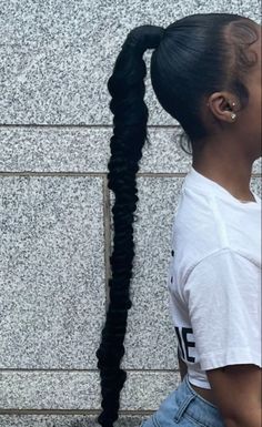 Unique Slick Back Ponytail, Mid Braided Ponytail, Quick And Easy Braided Hairstyles Black, Sleek Ponytail Hairstyles, Weave Hair, Pretty Braided Hairstyles, Girls Hairstyles Braids, Hair Ponytail, Slick Hairstyles