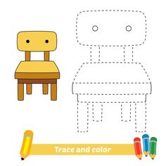 a chair and crayons to be colored