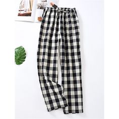 Season:Winter,Fall; Fabric:Cotton; Sleeve Length:Long Pant; Gender:Women's; Nightwear Style:Loungewear,Pants,Lounge Pants; Style:Casual,Fashion,Soft; Elasticity:Micro-elastic; Occasion:Street,Airport,Home,Daily; Age Group:Adults; Function:Breathable; Pattern:Grid / Plaid; Design:Elastic Waist; Listing Date:08/18/2023; Hips:; Length:; Waist: Pijamas Women, Pyjama Trousers, Cotton Pajama Pants, Plaid Pajama Pants, Womens Pajamas Pants, Man Weave, Plaid Pajamas, Pajama Pant, Plaid Fashion