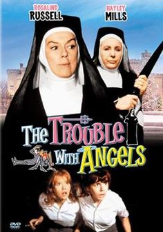 the trouble with angels on dvd, starring two women in nun costumes and holding swords