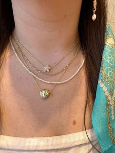 Starfish Jewelry, Summer Jewellery, Minimal Accessories, Kendra Scott Necklace, Starfish Necklace, Golden Jewelry, Seashell Necklace, Stacked Jewelry