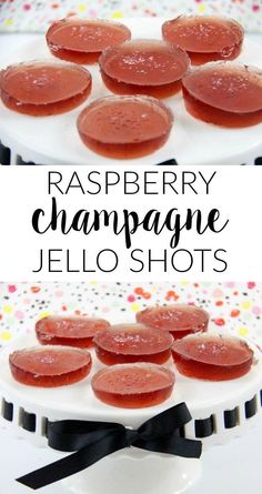 raspberry champagne jello shots on a plate