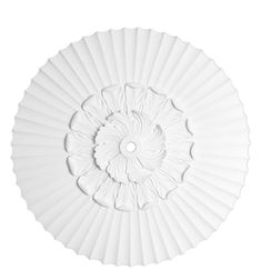 a white paper plate with an intricate flower design on it's center and bottom