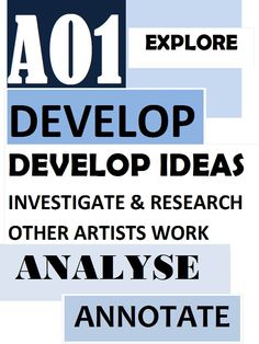 a poster with the words'1011 developing ideas investigate & research other artists work analyse annotate